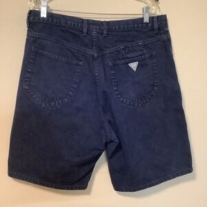Vintage Guess Denim Shorts Navy‎ Blue Button Fly High Waisted Mens 90s